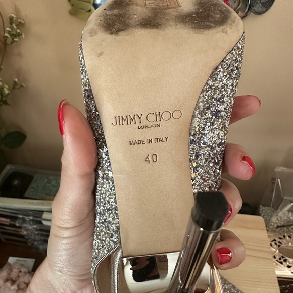 Jimmy Choo Erin 85 glitter slingback pumps silver - Picture 6 of 9
